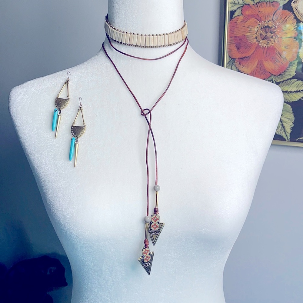 Bohemian leather scarf Necklace